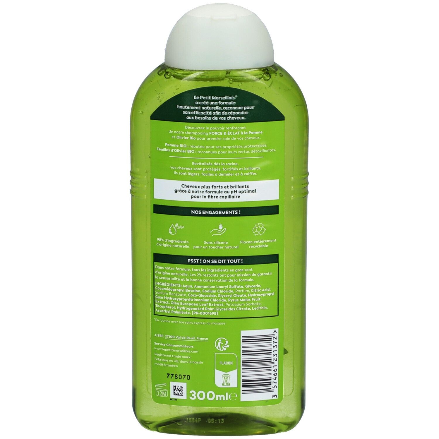 Le Petit Marseillais Strength & Shine Shampoo With Organic Apple & Olive 300ml - image 3