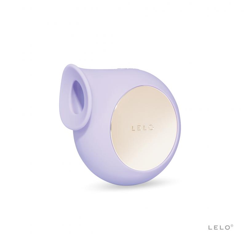 Purple silicone LELO Sila with a smooth, rounded design and a gold circular accent, featuring a unique shape for targeted stimulation.