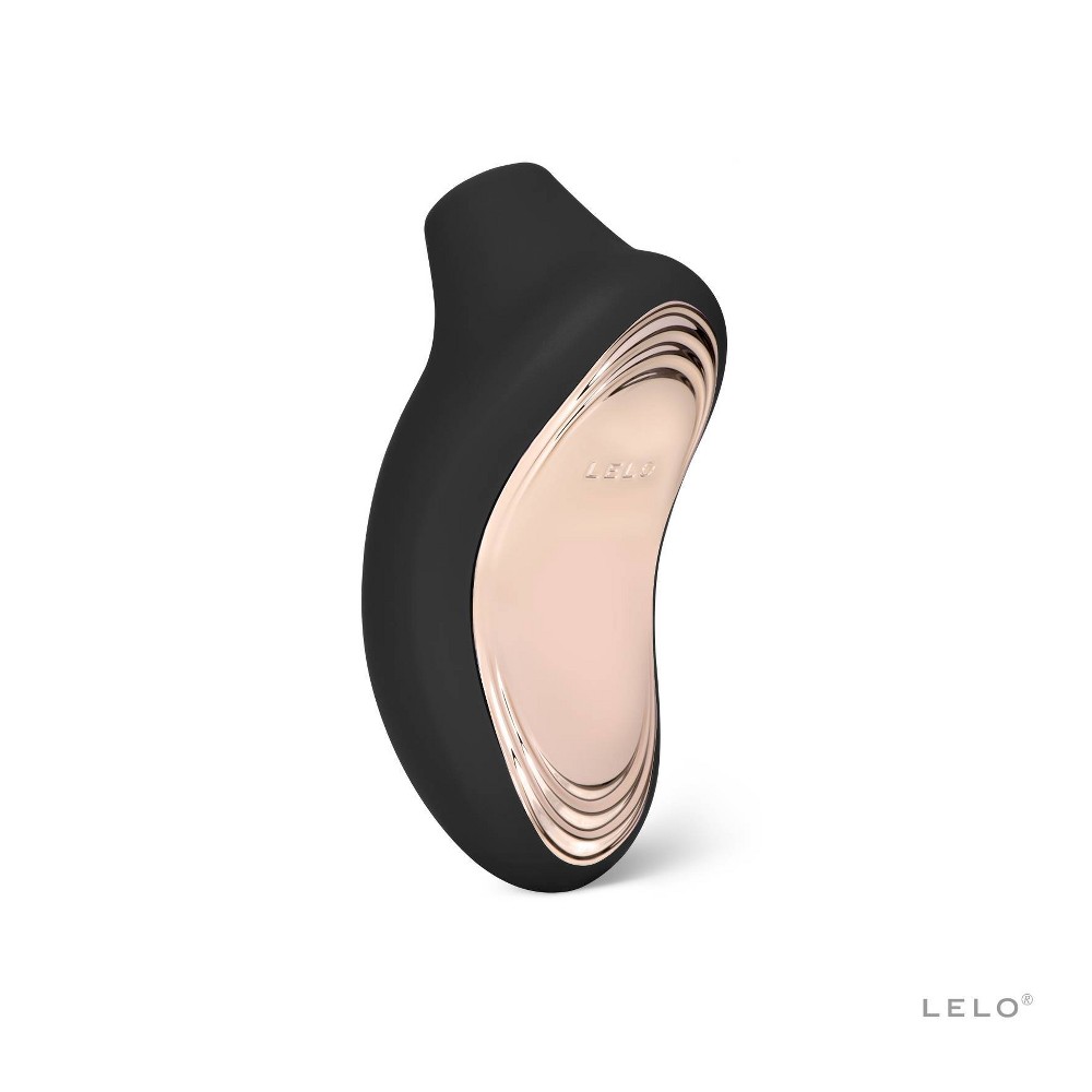 Black silicone LELO Sona™ 2 with a sleek, ergonomic design and gold accents, featuring a rounded shape for enhanced stimulation.
