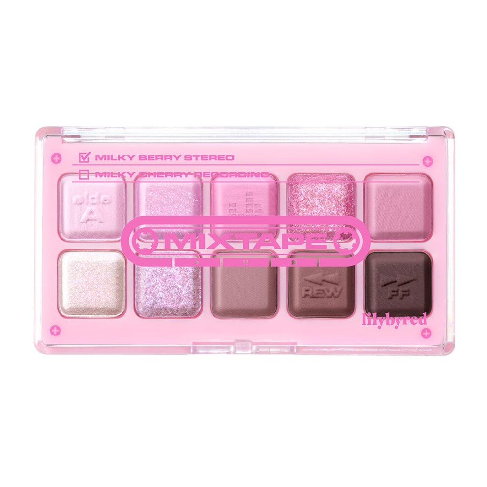 Lilybyred Lilybyred Mood Keyboard Mixtape Edition Eyeshadow Palette 09#Milky Berry Stereo| Long-Wearing, Glitter, Clear Watercolor | Palette with Easy Color Mat