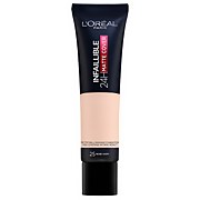 L'Oreal Infaillible 24hr Matte Cover Foundation in a sleek black tube with a beige base, featuring a matte finish and a flip-top cap for easy application.