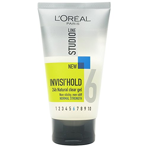 Clear gel in a squeezable 150ml tube, featuring a silver cap, white body, and a bright yellow label with "Invisi'HOLD" and "Normal Strength" text prominently displayed.