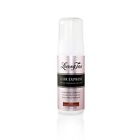Loving Tan 2 Hr Express Mousse in Dark features a sleek, clear bottle with a white pump top, showcasing a dark brown tanning mousse inside, ideal for a quick, natural tan.