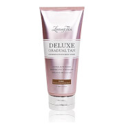 Loving Tan Deluxe Gradual Tan 150ml in a sleek pink tube with a white label, featuring the product name in elegant font and a dark tan shade indicator.