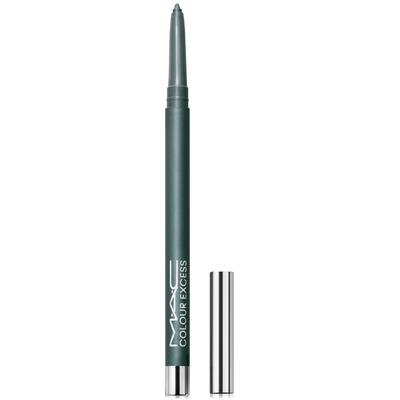 M·a·C Colour Excess Gel Pencil Eye Liner in "Hell-Bent," featuring a sleek green pencil design with a silver cap and bold branding in white.