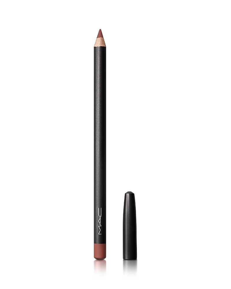 Beige-Turner lip pencil by MAC Cosmetics, featuring a sleek black exterior and a sharpened beige tip, with a removable black cap.