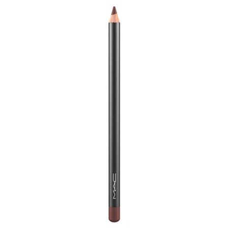 MAC Lip Pencil in Chestnut, featuring a sleek black casing with a sharpened tip, showcasing a rich brown hue ideal for defining lips.