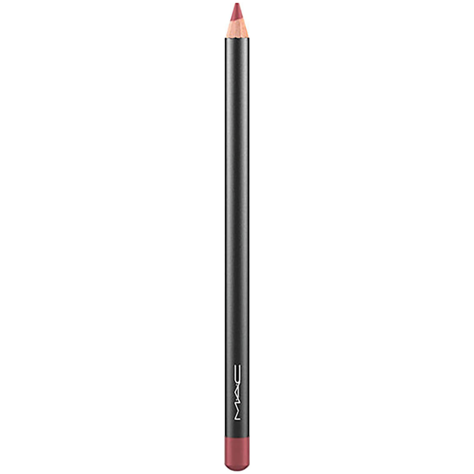 MAC Cosmetics lip pencil in Chicory features a sleek black casing with a sharpened, soft pinkish-brown tip, ideal for defining lips with precision.