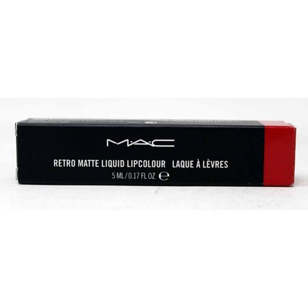 Black rectangular box with red accents, labeled "MAC Retro Matte Liquid Lipcolour - Fashion Legacy," featuring white text and a volume of 5 mL/0.17 fl oz.