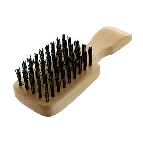 Soft mini club brush with a wooden handle and densely packed black bristles, designed for grooming and styling hair.