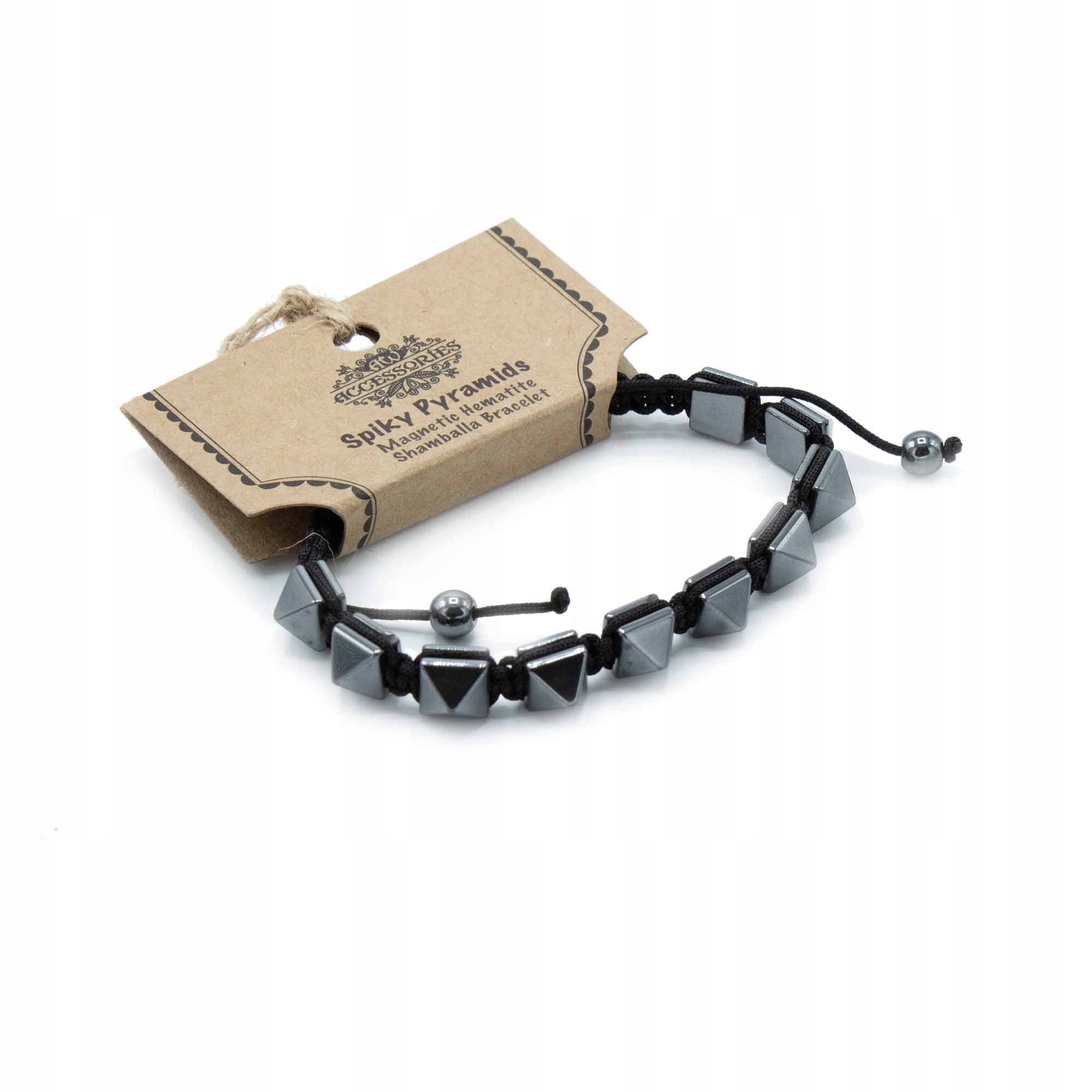 AW-Dropship Magnetic Hematite Shamballa Bracelet - Spiky Pyramids