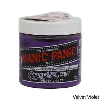 Manic Panic Classic Hair Colour in Velvet Violet, a 118ml jar featuring a vibrant pastel purple semi-permanent hair dye with a cream texture and a black and white label.