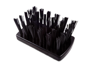 Black cleaning brush with dense, stiff bristles arranged upright in a sleek black base, designed for maintaining Mason Pearson hairbrushes.