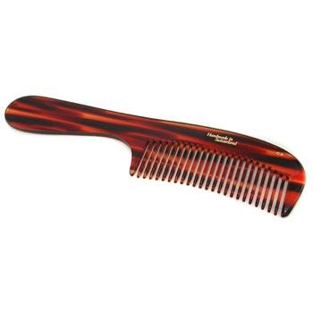 Handmade Mason Pearson C2 detangling comb in a rich tortoiseshell pattern, featuring wide and narrow teeth for effective styling and detangling.