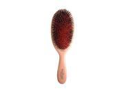 Medium-sized hairbrush with a pink wooden handle, featuring a mix of bristles and nylon tufts for effective styling and detangling.