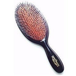 Mason Pearson Popular hairbrush featuring a black handle, a mix of bristle and nylon bristles, and a rounded shape for effective styling and detangling.