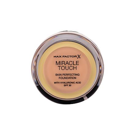 Debenhams Miracle Touch Foundation in Pearl Beige, 11.5g, features a smooth, creamy texture in a round, clear container with a silver lid and bold black text.