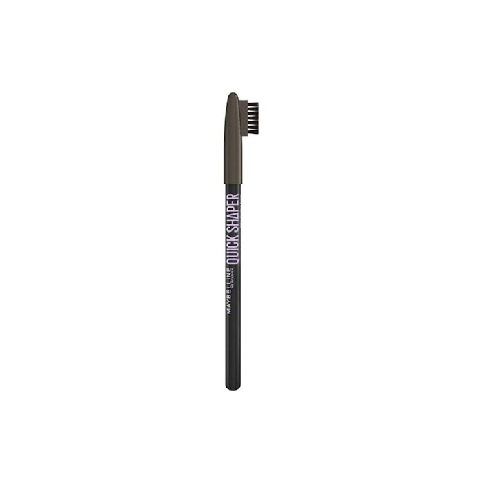 MAYBELLINE NEW YORK Quick Shaper Precise Eyebrow Pencil in Deep Brown, featuring a slim pencil design with a brush on one end for shaping and grooming eyebrows.
