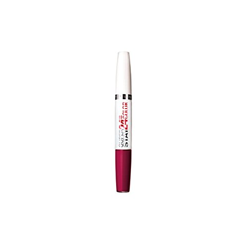 Maybelline 24Hr Superstay Lip Colour in a sleek tube with a white cap and bold magenta shade, designed for long-lasting wear and vibrant color.