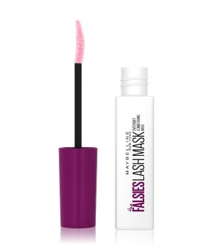 Maybelline the Falsies Lash Mask in a white tube with a purple cap, featuring a pink applicator wand for overnight lash conditioning.