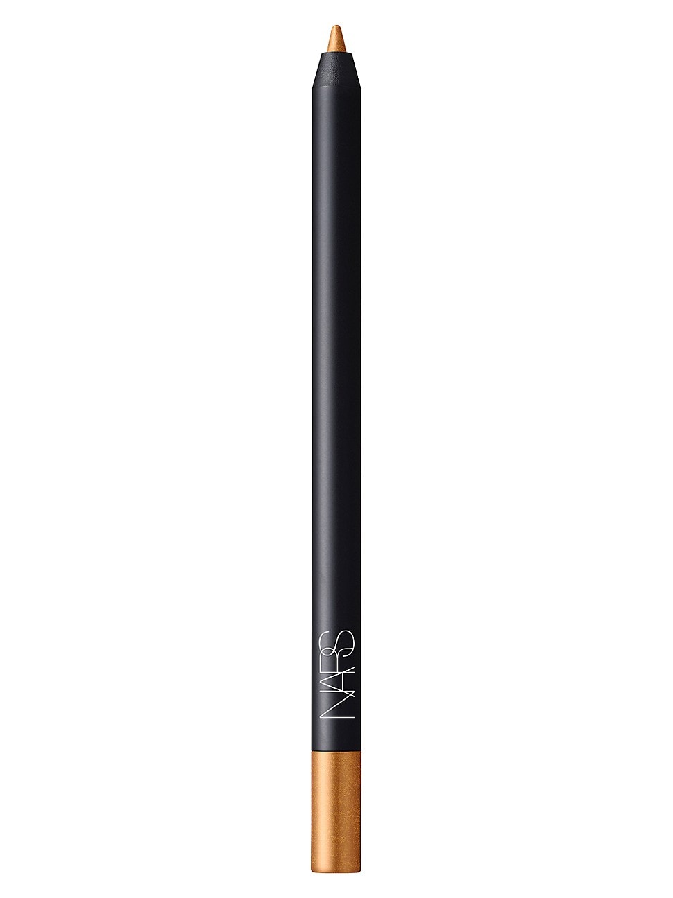 Black eyeliner pencil with a gold tip, featuring the Nars logo in white, designed for high-pigment longwear application, labeled "Rodeo Drive."