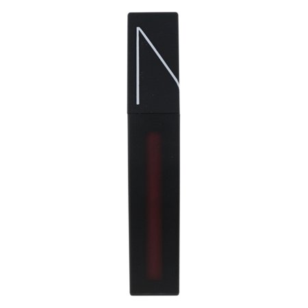 NARS Powermatte Lip Pigment in "Rock with You," featuring a sleek black tube with a white logo and a transparent window showing a deep red liquid inside.