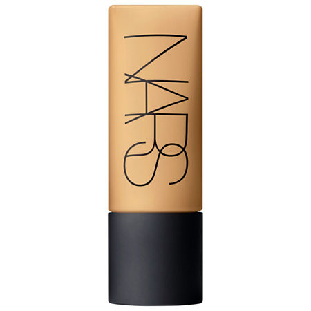 Nars Soft Matte Complete Foundation in Stromboli features a sleek gold and black bottle with a matte finish, showcasing the brand name "NARS" prominently on the front.