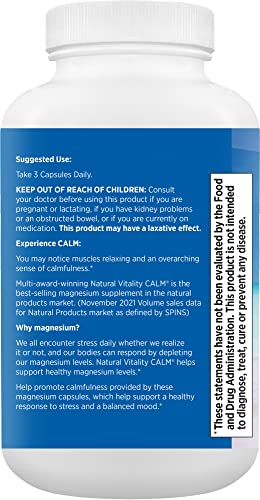Natural Vitality Calm Magnesium Glycinate 180 Capsules - image 4