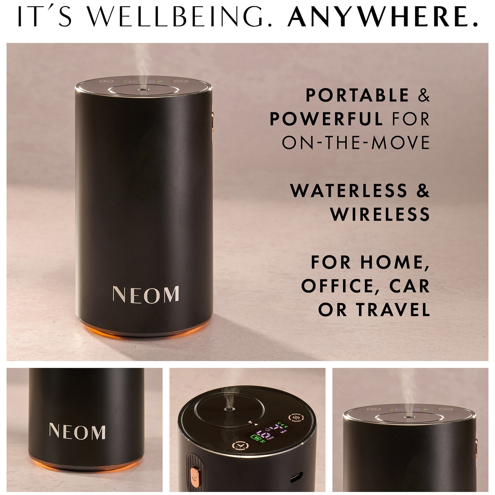 Neom Organics Wellbeing Pod Mini+ Waterless Essential Oil Diffuser Black - image 2