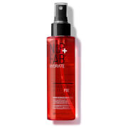 Red spray bottle of Nip+Fab Hydrate Dragon's Blood Fix Essence Mist, 105ml, featuring a black spray nozzle and sleek design, labeled with product information.