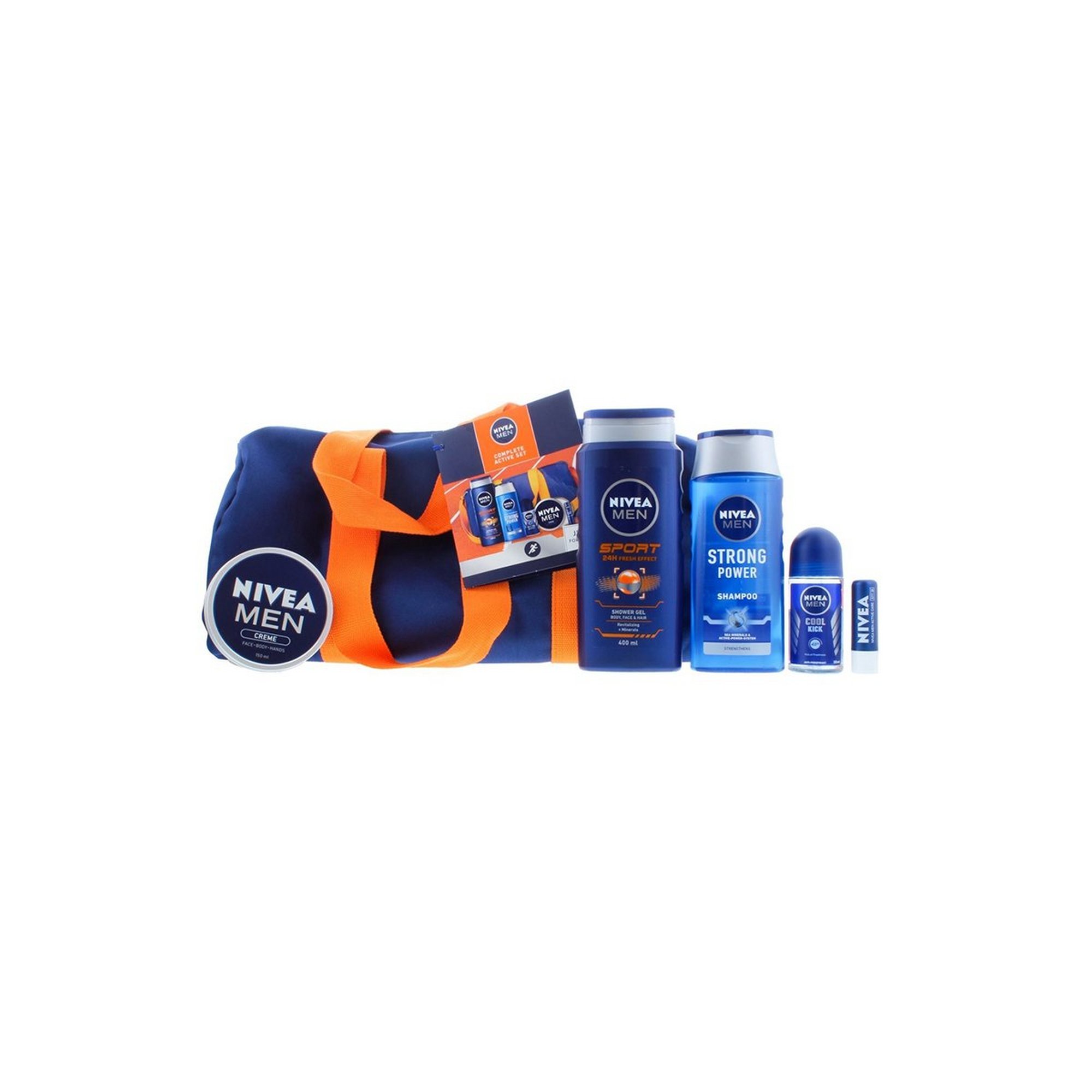 Nivea Nivea for Men Complete Active Set for Men-Shower Gel Shampoo, Deo, Balm, Creme in Bag!