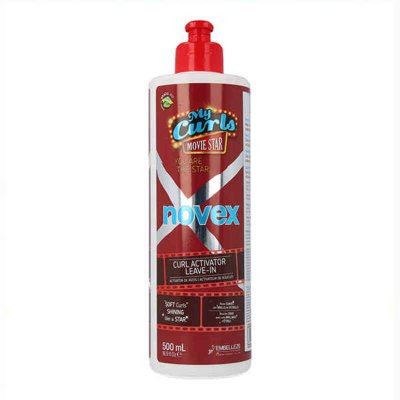 Red and white bottle of Novex My Curls Movie Star Curl Activator, 500ml, featuring a pump top and vibrant branding with "My Curls" and "Novex" prominently displayed.