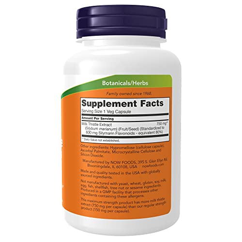 NOW Foods Milk Thistle Extract Maximum Strength 750mg - 90 Capsules - image 3