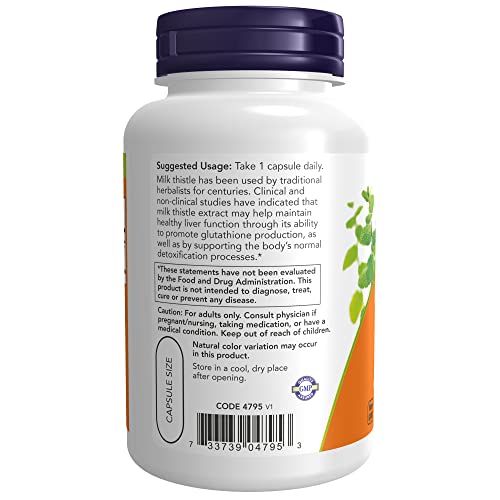 NOW Foods Milk Thistle Extract Maximum Strength 750mg - 90 Capsules - image 4