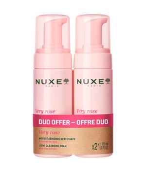 Two pink bottles of Nuxe Very Rose Light Cleansing Foam, each 150 ml, featuring a pump dispenser and labeled "DUO OFFER" in bold on the front.