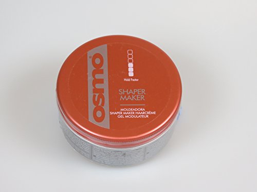 Red and silver round container of Osmo Shaper Maker 100ml, featuring a clear label with the product name and hold factor indicators on the lid.