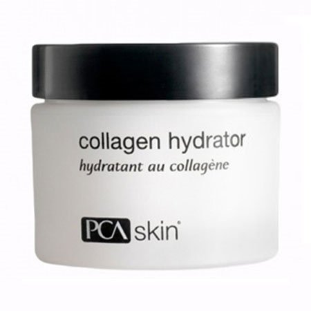 White jar with a black lid labeled "Collagen Hydrator" and "PCA Skin" in black text, part of the PCA SKIN Exclusive Cleanse and Hydrate Duo set.