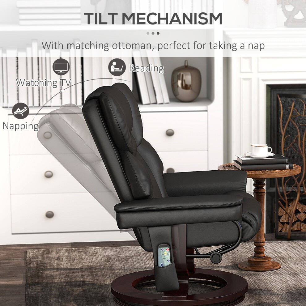 Portland Black Massage Recliner Chair with Footstool and Adjustable Backrest - image 2