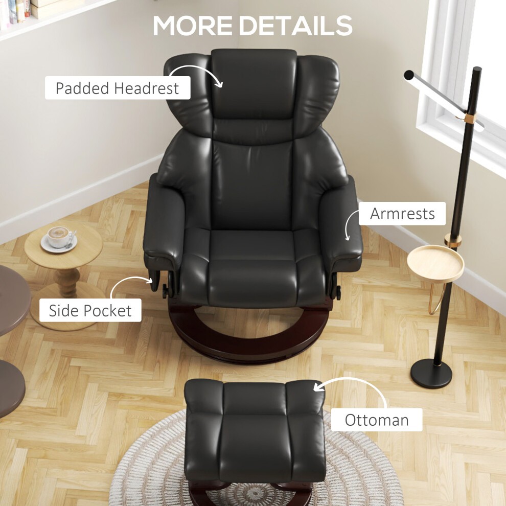 Portland Black Massage Recliner Chair with Footstool and Adjustable Backrest - image 4