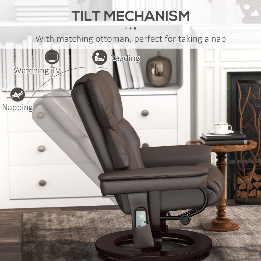 Portland Brown Massage Recliner Chair with Footstool and Adjustable Backrest - image 2