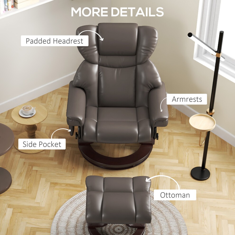 Portland Brown Massage Recliner Chair with Footstool and Adjustable Backrest - image 4