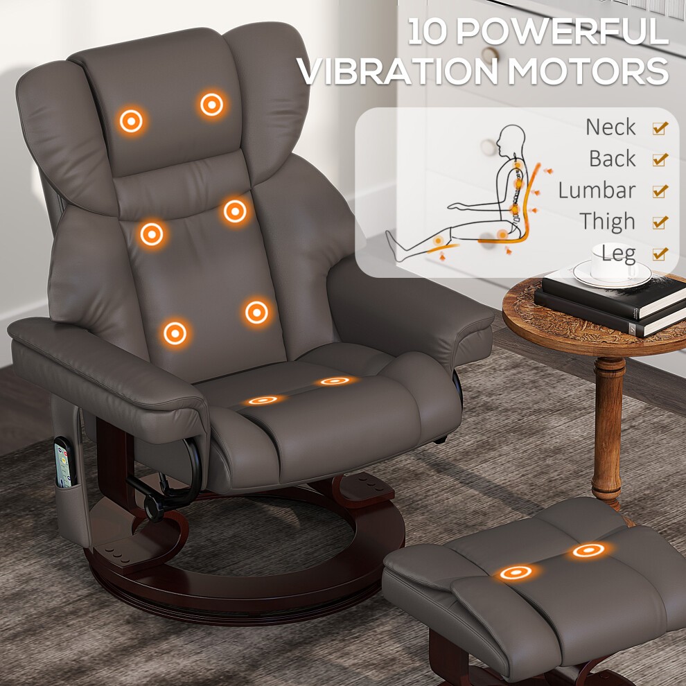 Portland Brown Massage Recliner Chair with Footstool and Adjustable Backrest - image 5