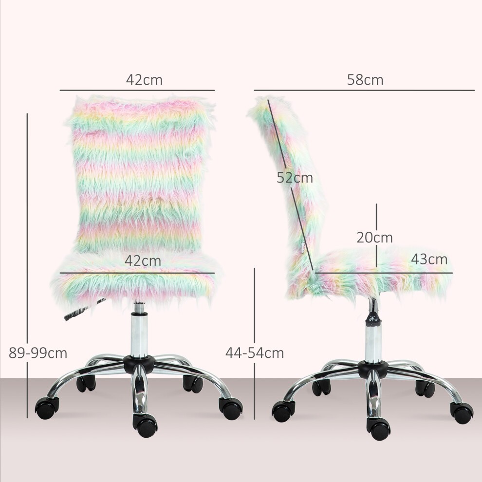 Portland Multicolour Fluffy Swivel Wheel Makeup Vanity Chair - image 2