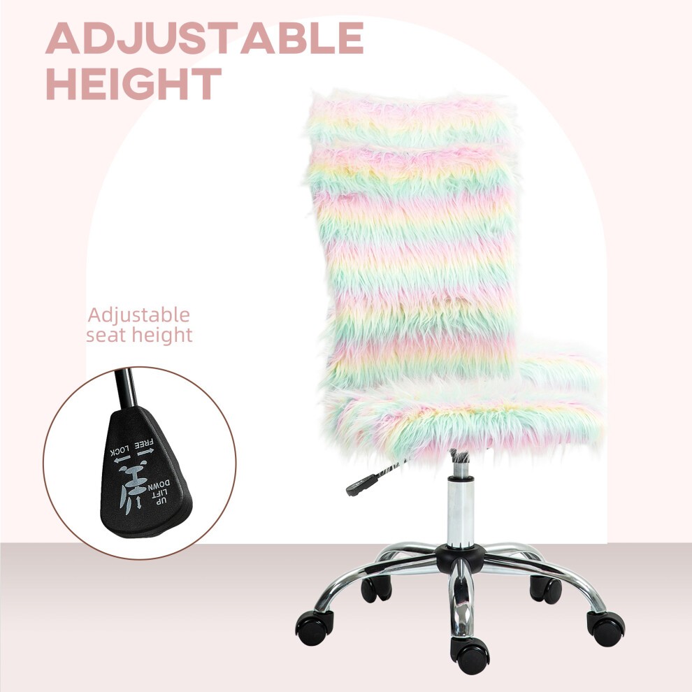 Portland Multicolour Fluffy Swivel Wheel Makeup Vanity Chair - image 3