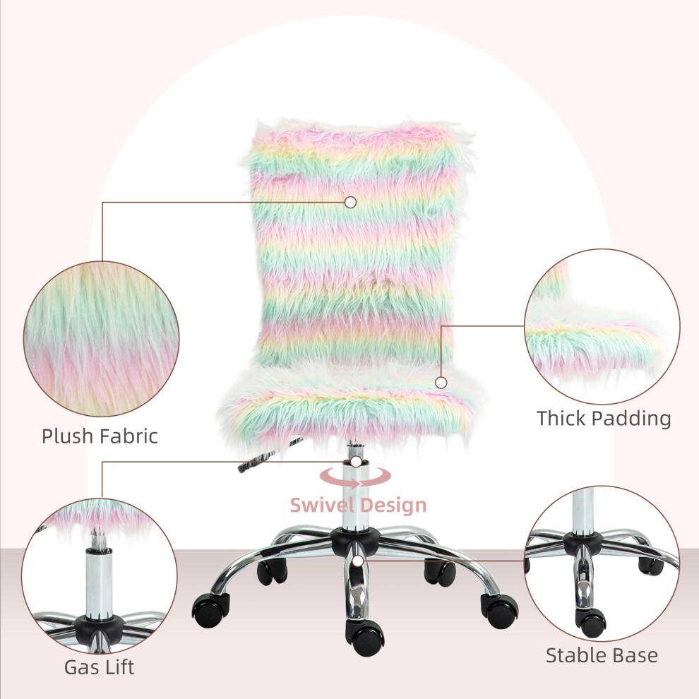 Portland Multicolour Fluffy Swivel Wheel Makeup Vanity Chair - image 4