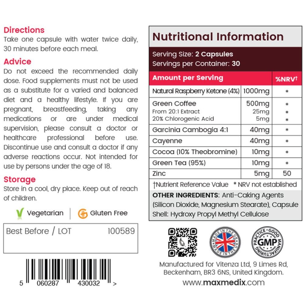 Raspberry Ketone - 3200 mg 180 Capsules - 3 Month Supply - Vegan Keto Supplement with ACV, Green Tea &amp; Vitamin C - image 2