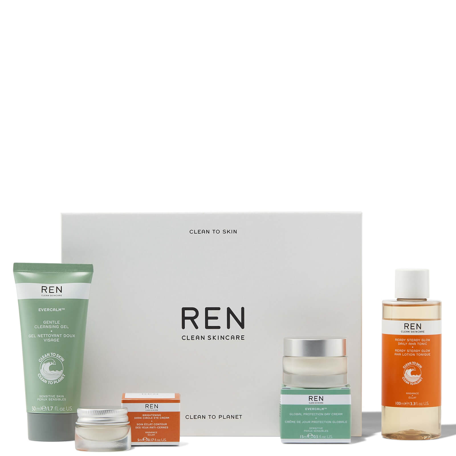 REN Celebrate Your Skin Set Cleansing Gel + Exfoliating Tonic + Eye Cream + Day Cream - image 3