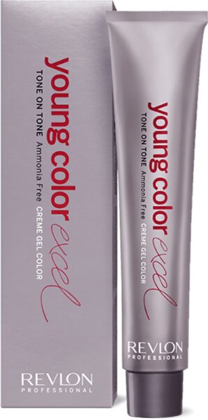 Revlon Professional Color Excel demi-permanent hair dye in a 70 ml tube, featuring a sleek silver design with red text, labeled as ammonia-free shade 6.