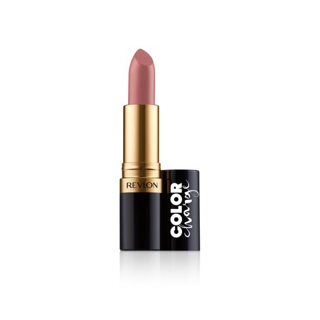 Revlon Super Lustrous Lipstick in shade 020 Blank Canvas, featuring a soft, neutral nude color in a gold and black tube with a glossy finish.