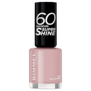 Debenhams 60 Seconds Super Shine Nail Polish in Sea Nymph, featuring a sleek black cap and a clear glass bottle, showcasing a soft pink shade, size 8ml.